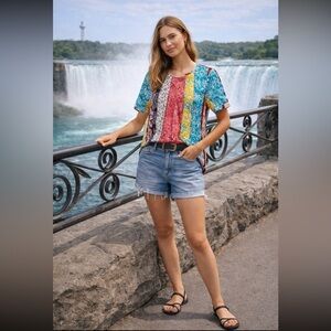 ANTHROPOLOGIE NWT Daniel Rainn Beaded Floral Blouse Size S.